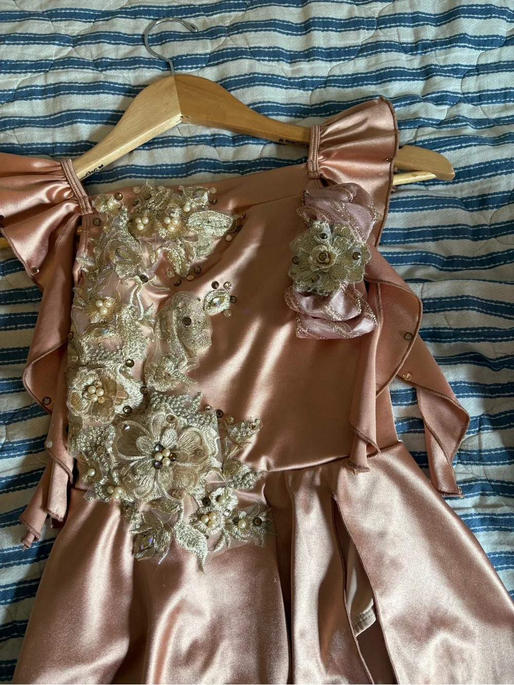 Girls Dusty Rose Floral Embellished Formal Dress